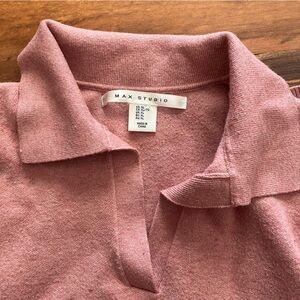 Max Studio Knit Sweater with Ribbed V Neck Collar Women’s Size XL